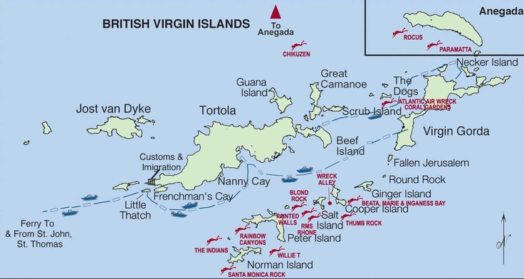 BVI scuba dive map