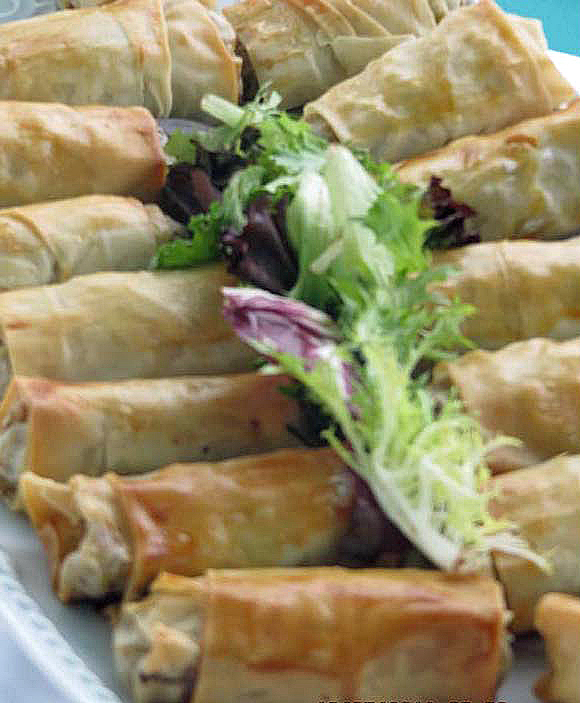 Appetizer: Leek, Mushroom, Feta Filo Roll